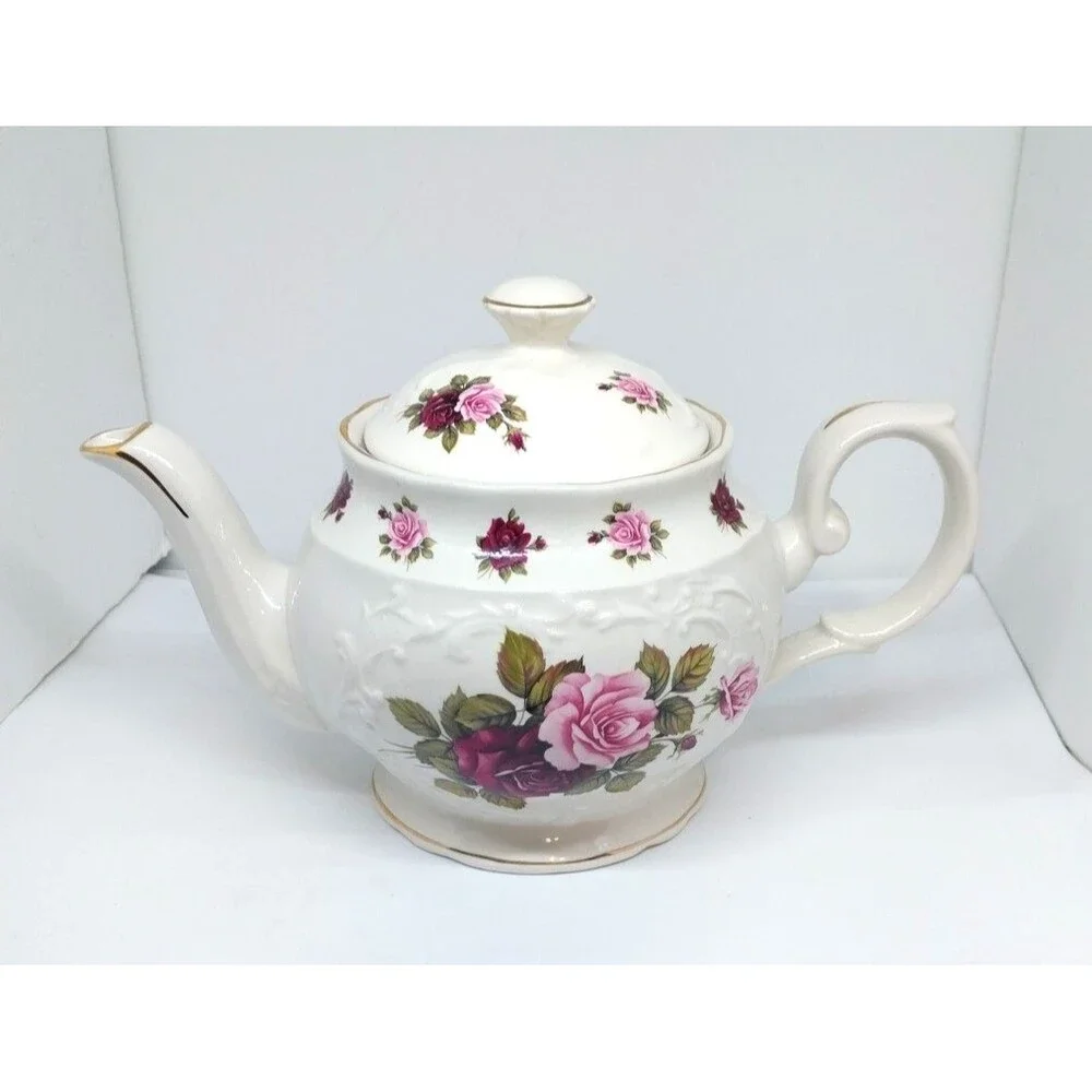 Vintage Crown Dorset Teapot Roses Staffordshire Fine Ceramics England